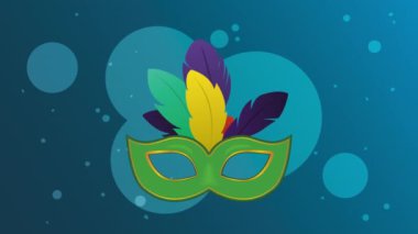 mardi gras mask with feathers animation ,4k video animated