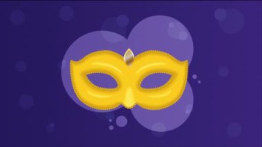 yellow mardi gras mask animation ,4k video animated