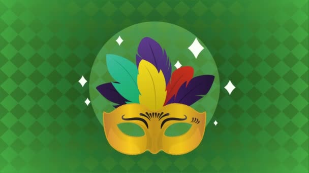 Mardi Gras Mask Feathers Animation Video Animated — Stockvideo