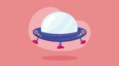 ufo flying space outer animation ,4k video animated