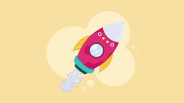 rocket flying space outer animation ,4k video animated