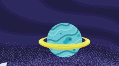 blue planet space outer animation ,4k video animated