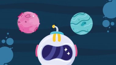 astronaut helmet space outer animation ,4k video animated