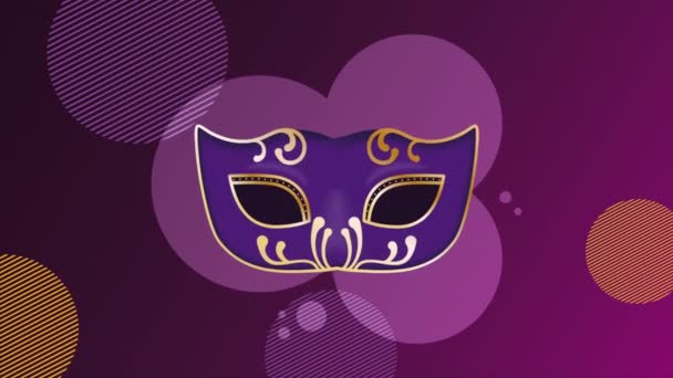 Mardi Gras Purple Mask Animation Video Animated — Vídeos de Stock