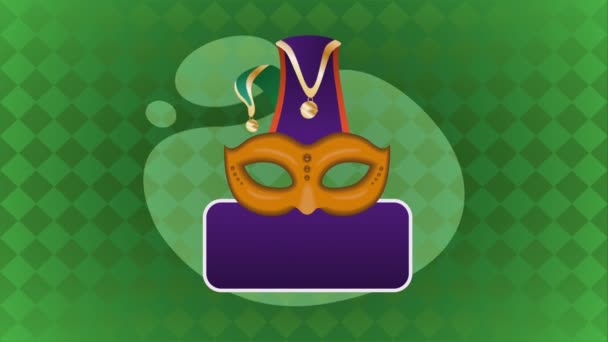 Mardi Gras Mask Joker Hat Animation Video Animated — Stockvideo