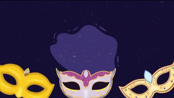 Three Mardi Gras Masks Animation Video Animated — Αρχείο Βίντεο