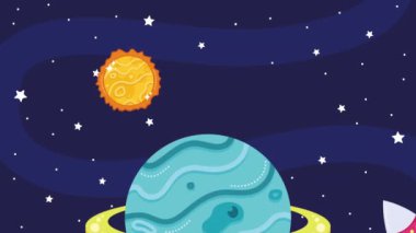 blue planet space outer animation ,4k video animated