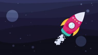 rocket flying space outer animation ,4k video animated