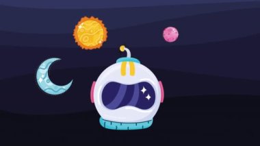 astronaut helmet space outer animation ,4k video animated