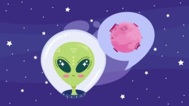 alien creature space outer animation ,4k video animated