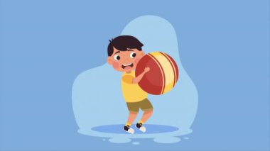 little boy with balloon character animation ,4k video animated