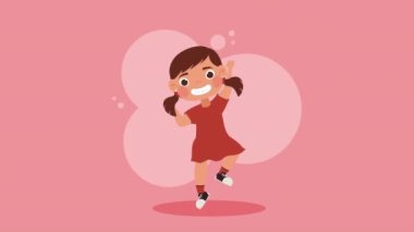 little girl jumping character animation ,4k video animated