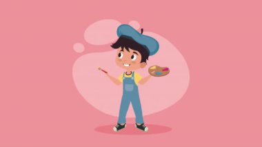 little boy painting character animation ,4k video animated