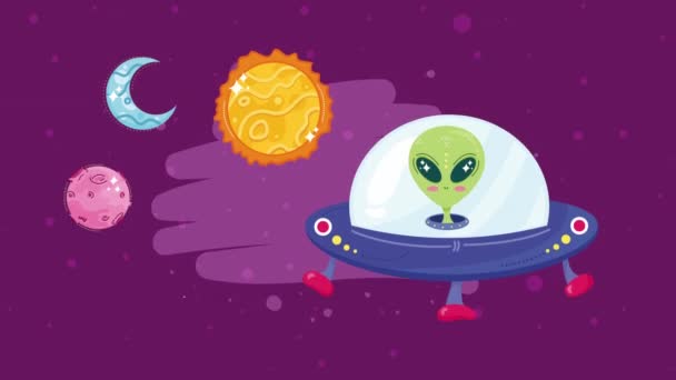 Alien Ufo Space Outer Animation Animation Video Animated — Stock Video