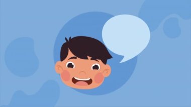 little boy with with speech bubble ,4k video animated