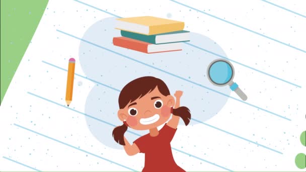 Little Girl Supplies Character Animation Video Animated — Stock videók