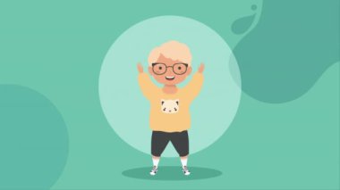 blond boy celebrating character animation ,4k video animated