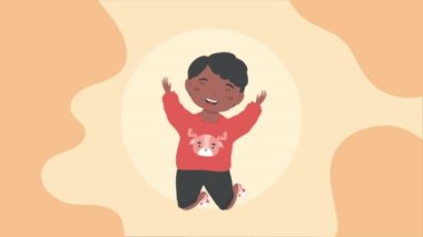 afro little boy character animation ,4k video animated