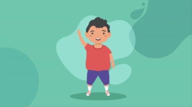 little boy saludating character animation ,4k video animated