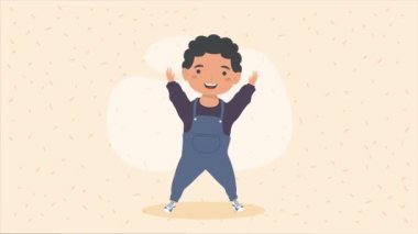 Küçük çocuk karakter animasyonunu kutluyor, 4k video animasyonu