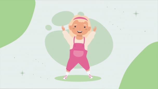 Little Girl Celebrating Character Animation Video Animated — Wideo stockowe