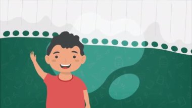 little boy saludating character animation ,4k video animated