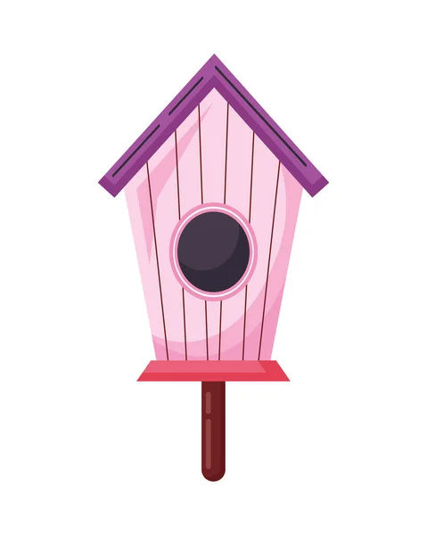 Wooden Bird House Spring Decoration — Stock vektor