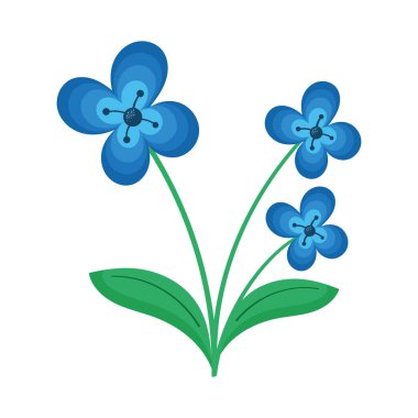 blue flowers spring season icon