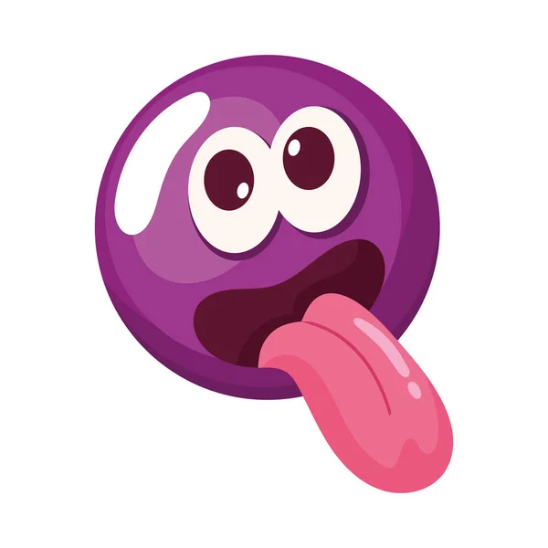 Purple Crazy Emoticon Face Comic Icon - Stok Vektor