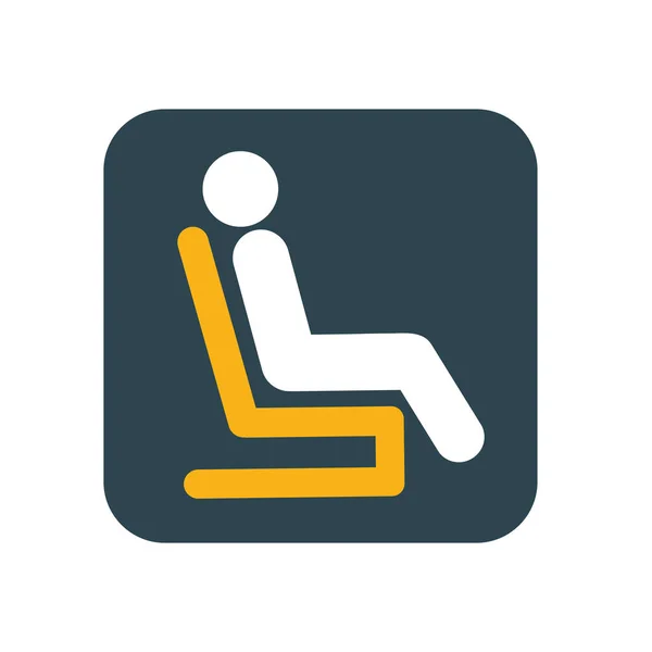 Reclining Chair Signal Square Icon — Stok Vektör