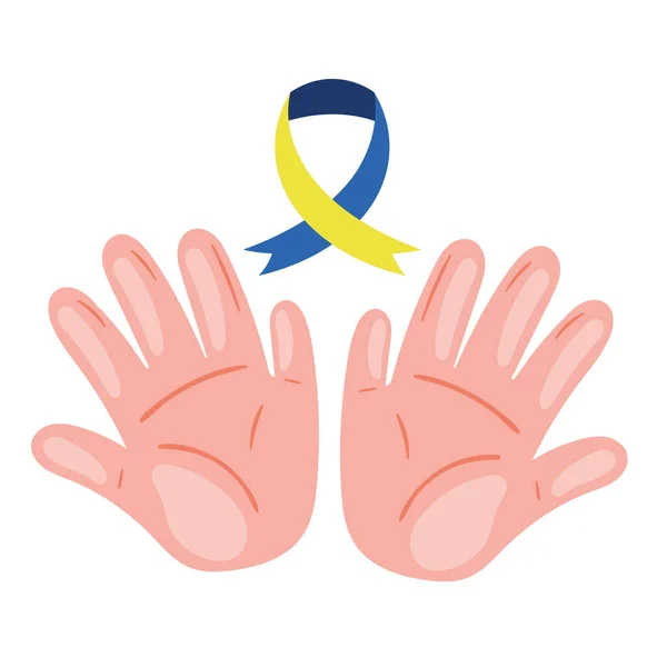 Hands Syndrome Ribbon Icon — Stock Vector