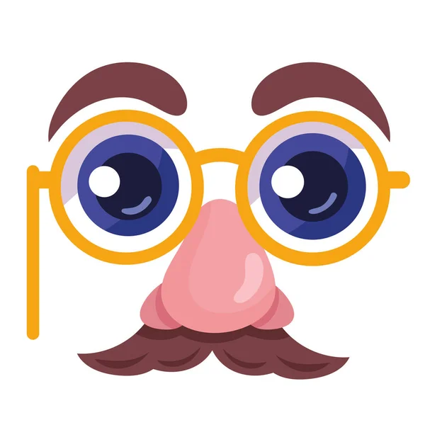Fools Day Mask Mustache Icon — Image vectorielle