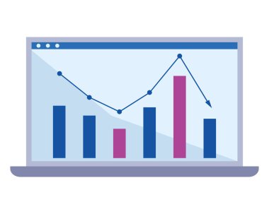 laptop with statistics bars tech