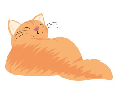 cute yellow cat lying character