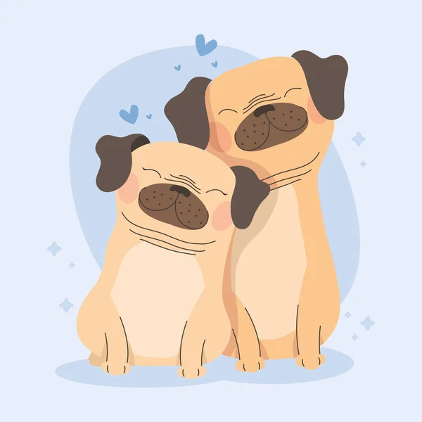 Cute Dogs Couple Mascots Characters — Stockvector