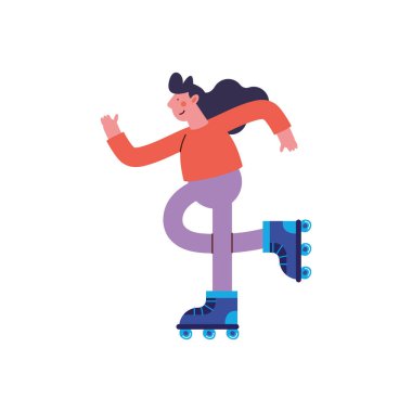 woman practicing skate activity character