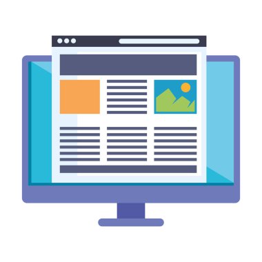 desktop with webpage template icon