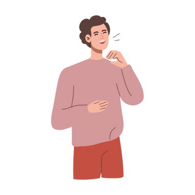 young man laughing happy character