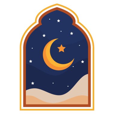 arch frame with night scene icon