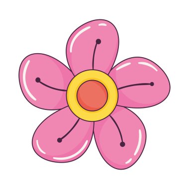 pink flower retro style icon