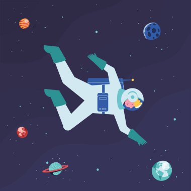 astronaut with planets space character