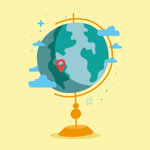 Ubicación Pin Icono Mapa Del Mundo — Vector de stock
