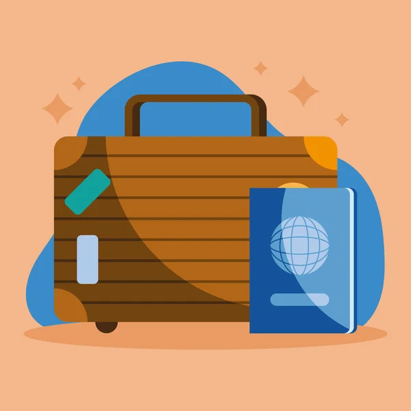 Suitcase Passport Travel Icons — ストックベクタ