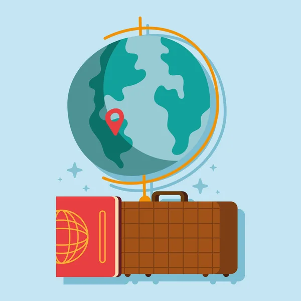 Pin Location Passport Suitcase Icon — Stock vektor