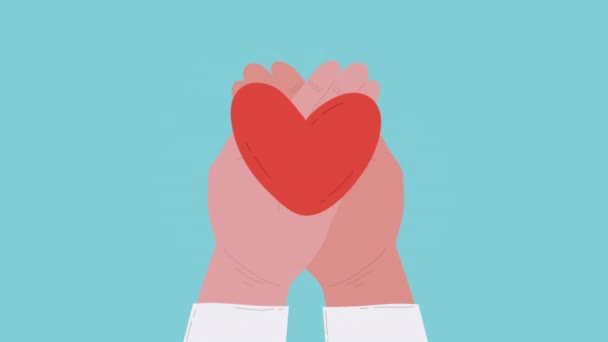 Hands Lifting Red Heart Love Video Animated — Stok video