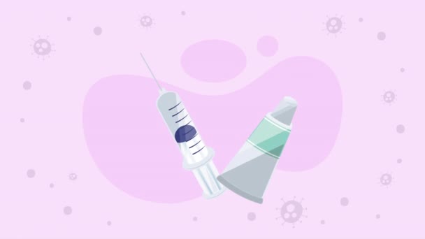 Syringe Medical Cream Drug Video Animated — 图库视频影像