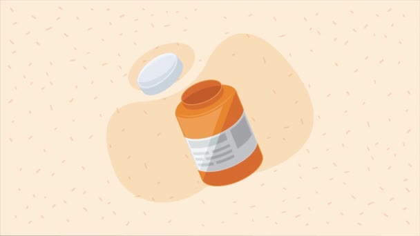 Bottle Medicine Drugs Open Animation Video Animated — Stock Video