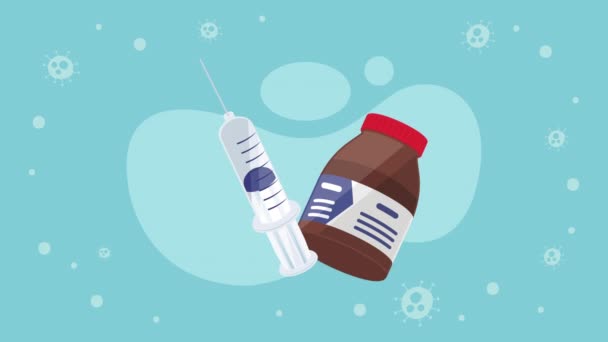 Vaccine Vial Medical Cure Icon Video Animated — 图库视频影像