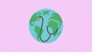 stethoscope in world planet animation ,4k video animated