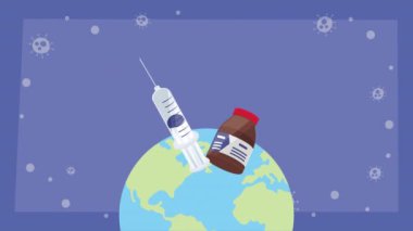 vaccine vial with injection animation ,4k video animated